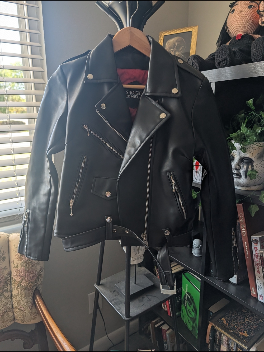 Black Vegan Leather Commando Jacket